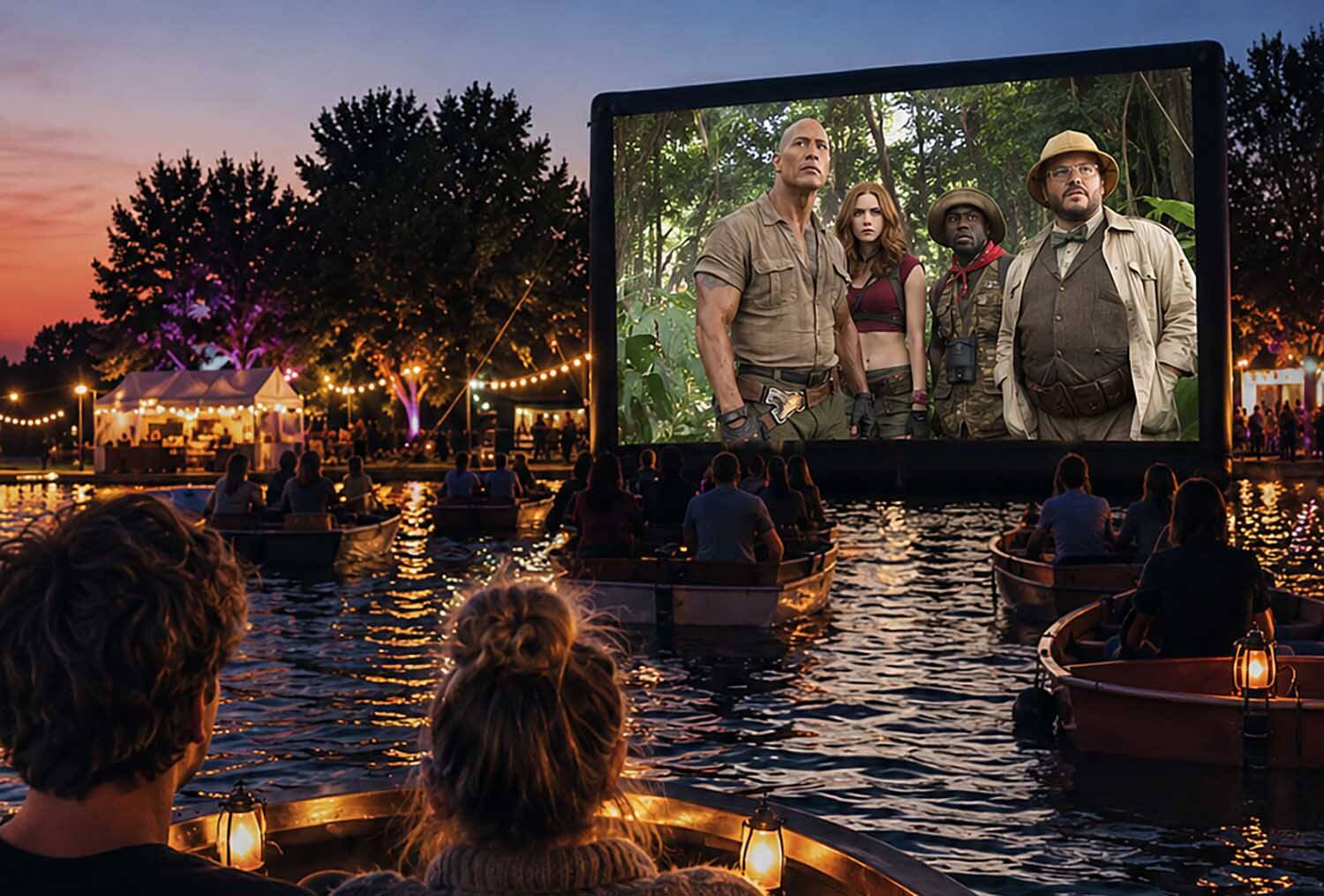 Drijf-in Bioscoop brengt Jumanji naar het water bij Akkrum