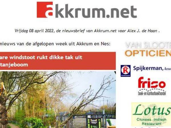 De vrijdagse nieuwsbrief: alle nieuws over Akkrum en Nes bij elkaar